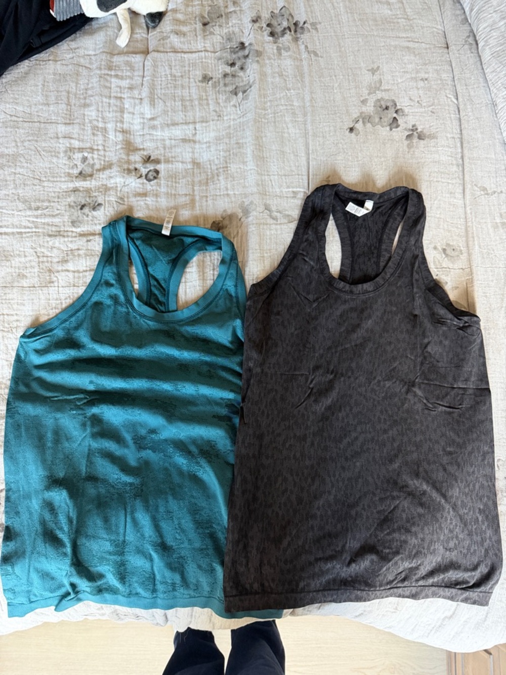 Athleta Teal and Charcoal Racerback Tank Tops